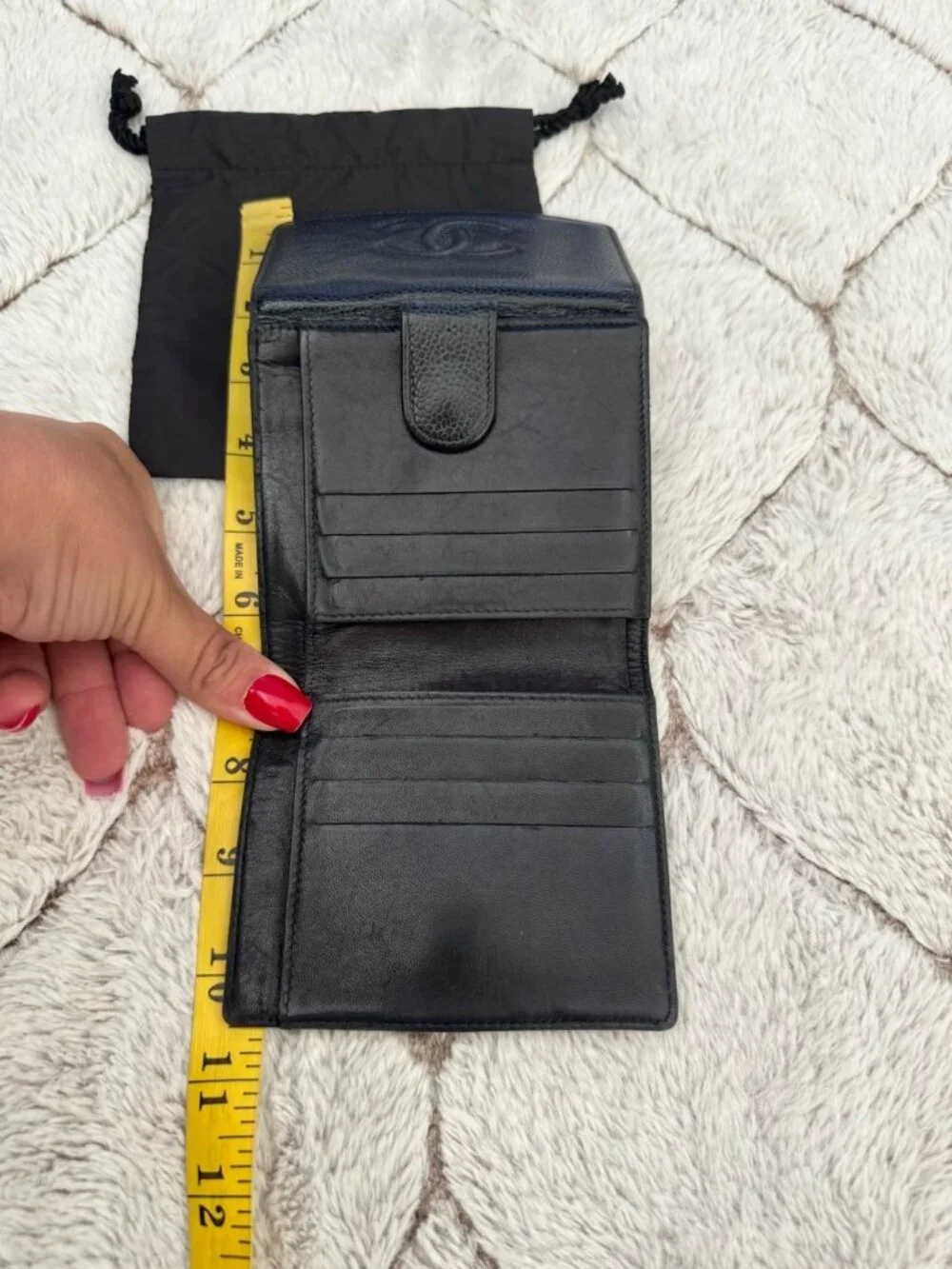 Chanel Caviar Timeless CC Compact Black Leather Wallet